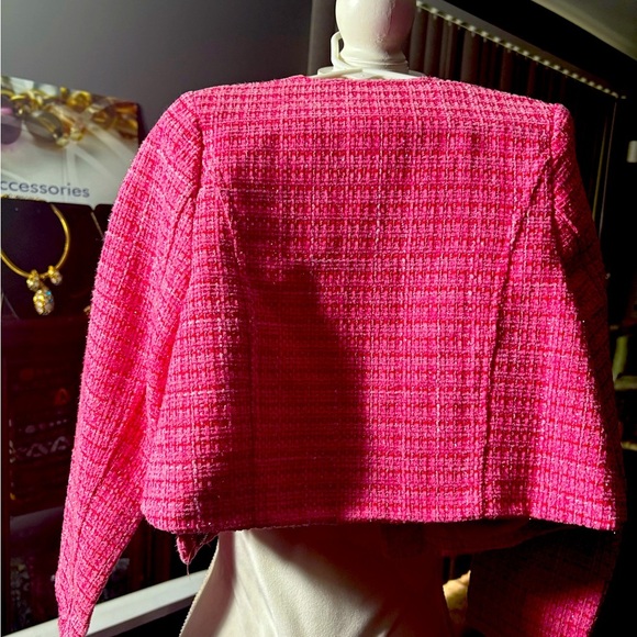 NWOT Rachel Zoe 3 Piece Matching Pink Boucle Dress Ensemble W Jacket Sz 6 - Picture 12 of 16
